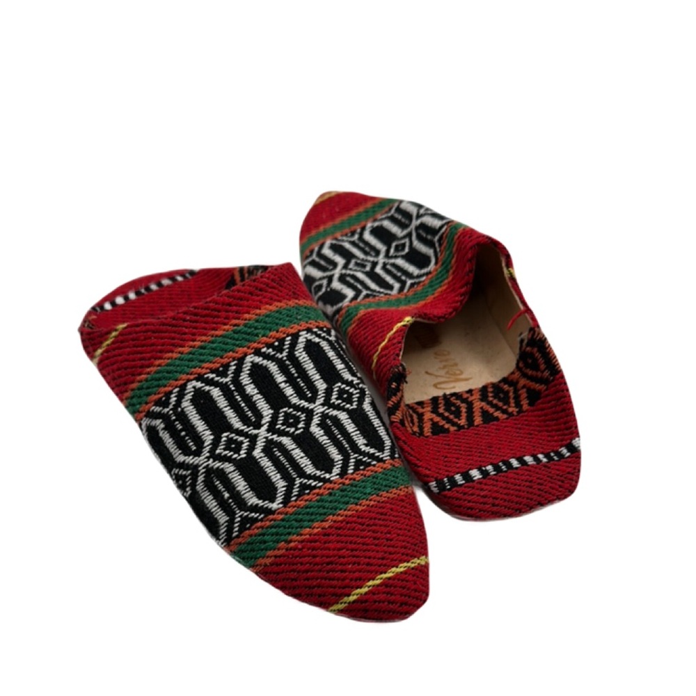 MOROCCAN‎ KILIM Authentic VERVE CULTURE SZ Small AZTEC SOFT LEATHER SOLE ARTISAN